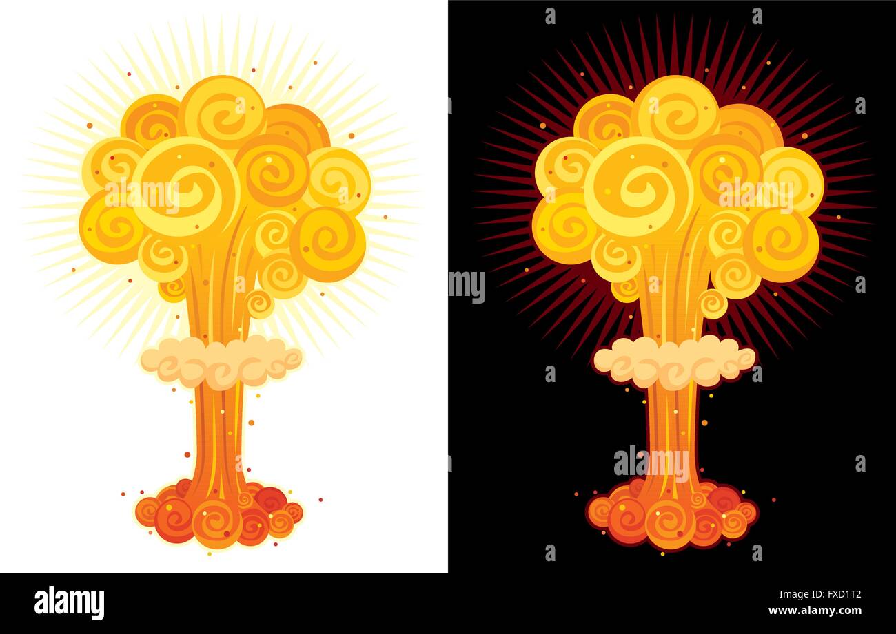 Cartoon esplosione nucleare. Illustrazione Vettoriale