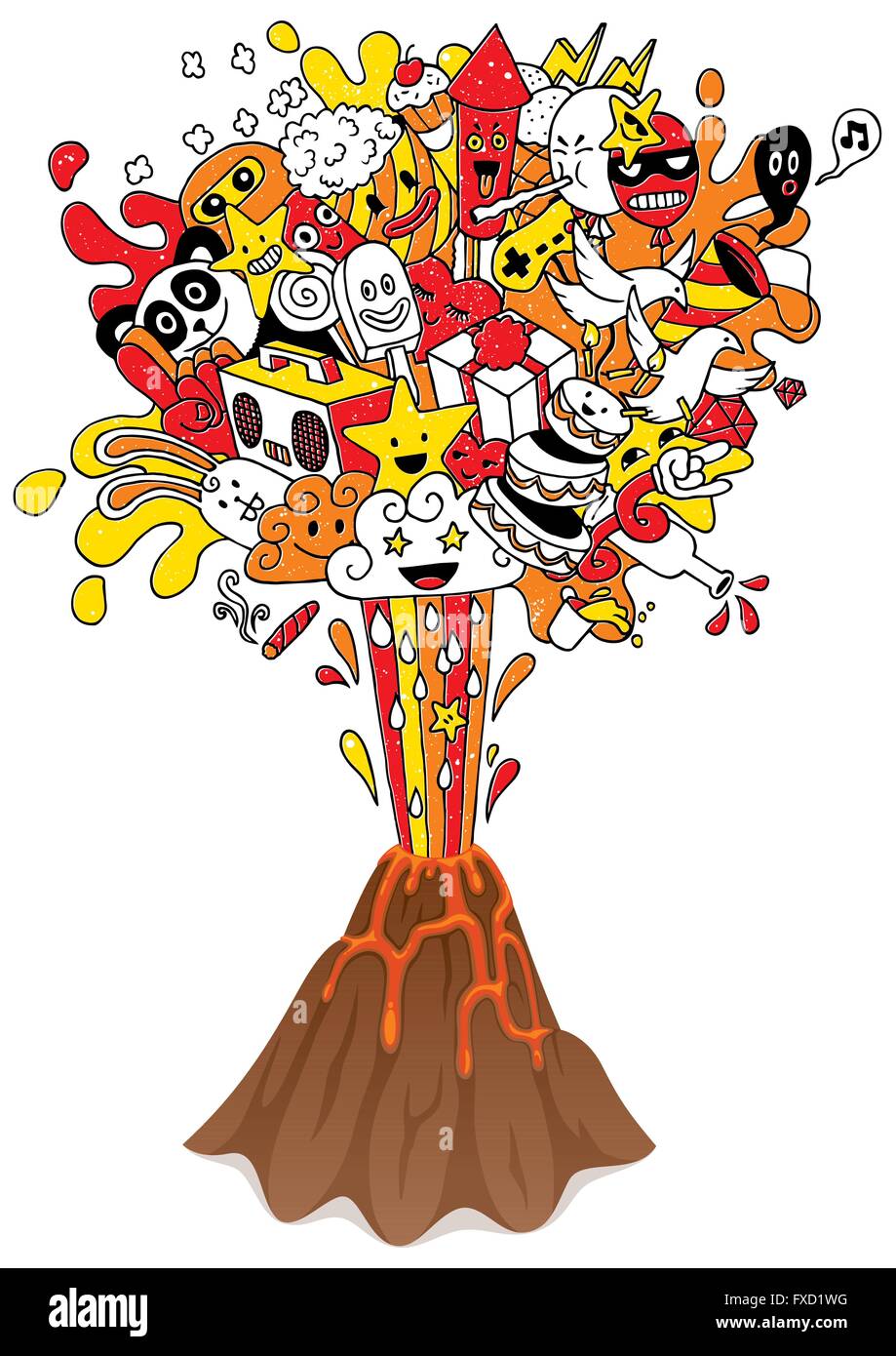Illustrazione concettuale con la mano la parte tracciata scarabocchio. Illustrazione Vettoriale
