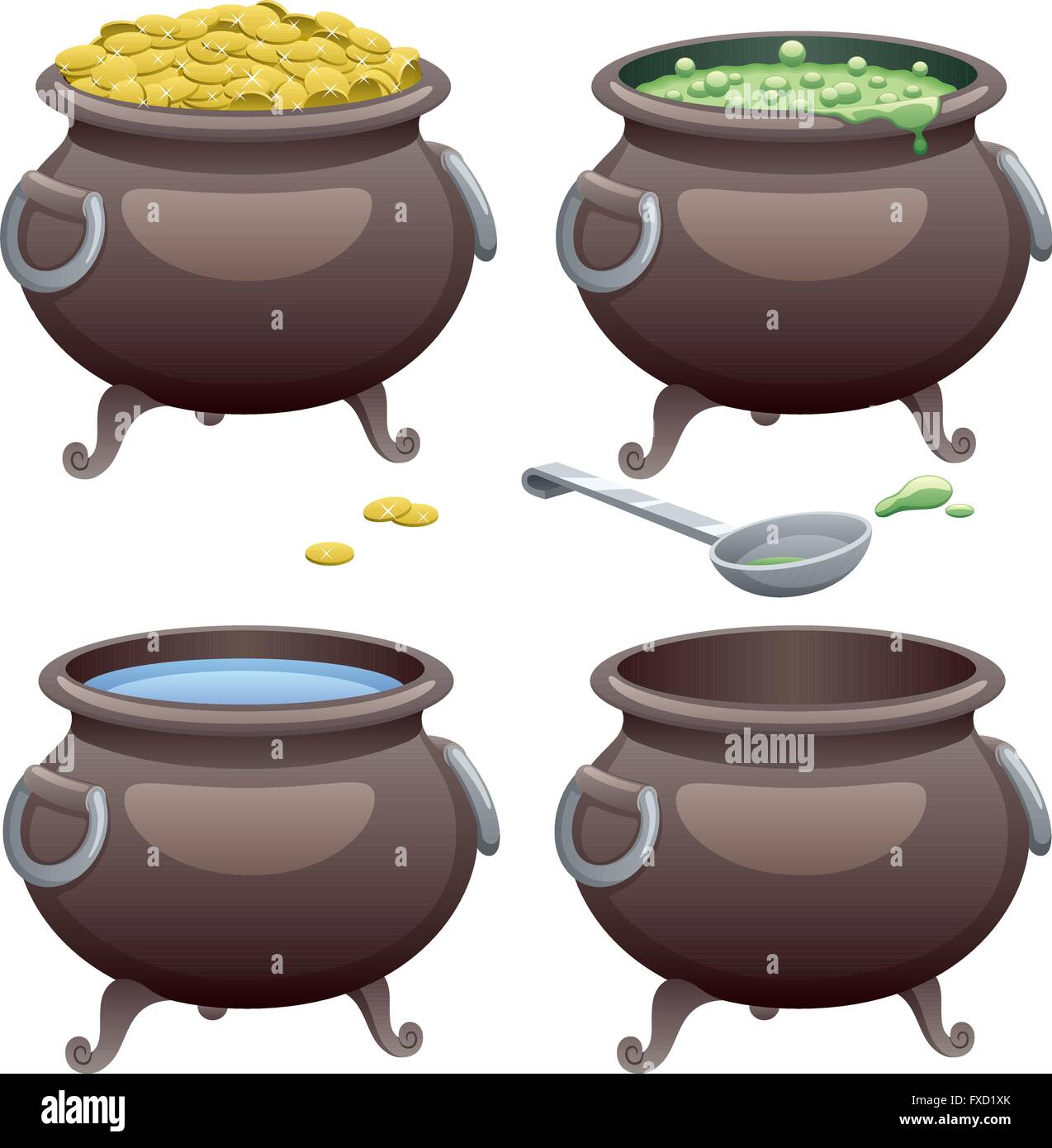 Il pot in 4 diverse versioni. Illustrazione Vettoriale