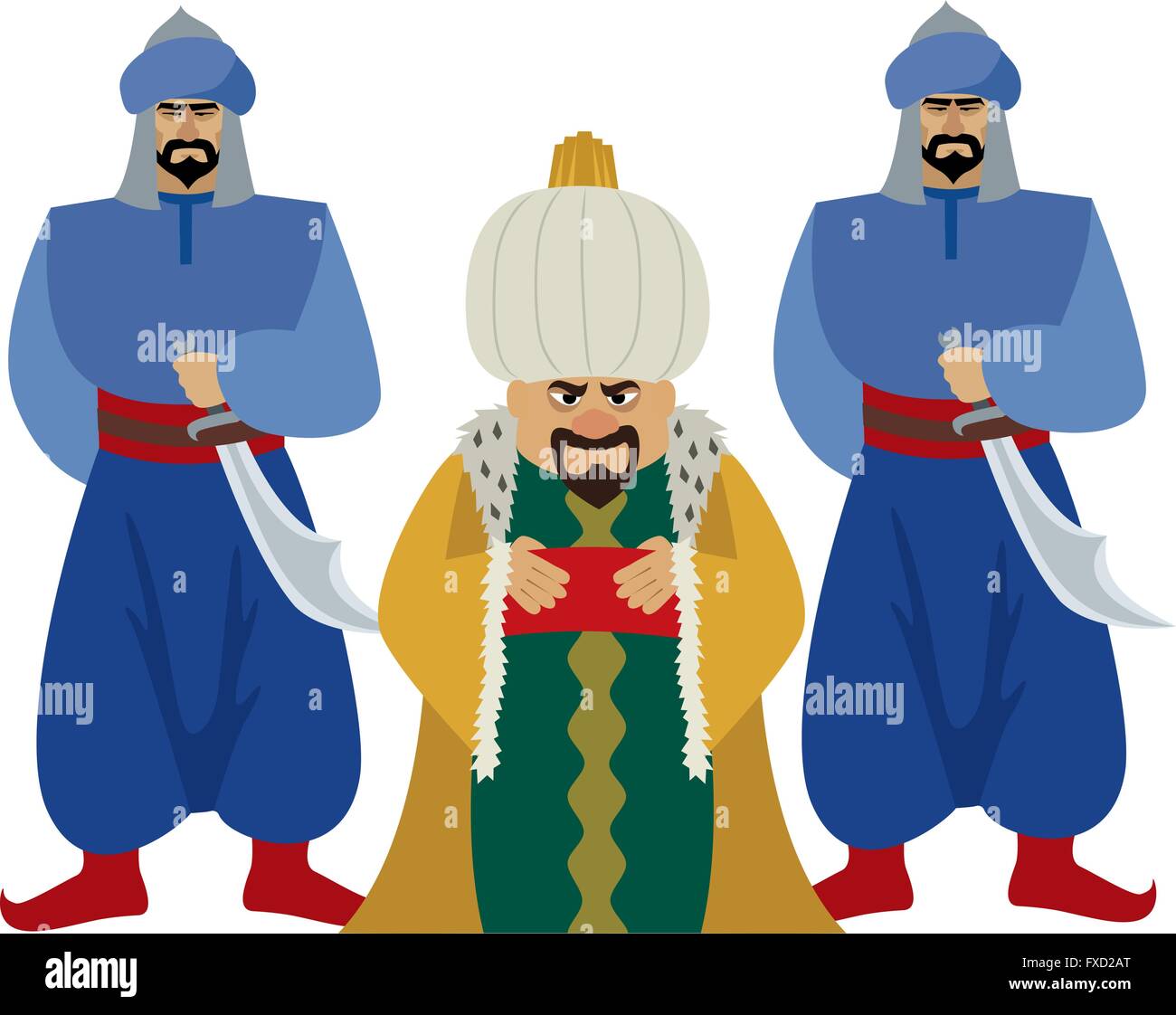 Felice sultan con le sue guardie. Illustrazione Vettoriale