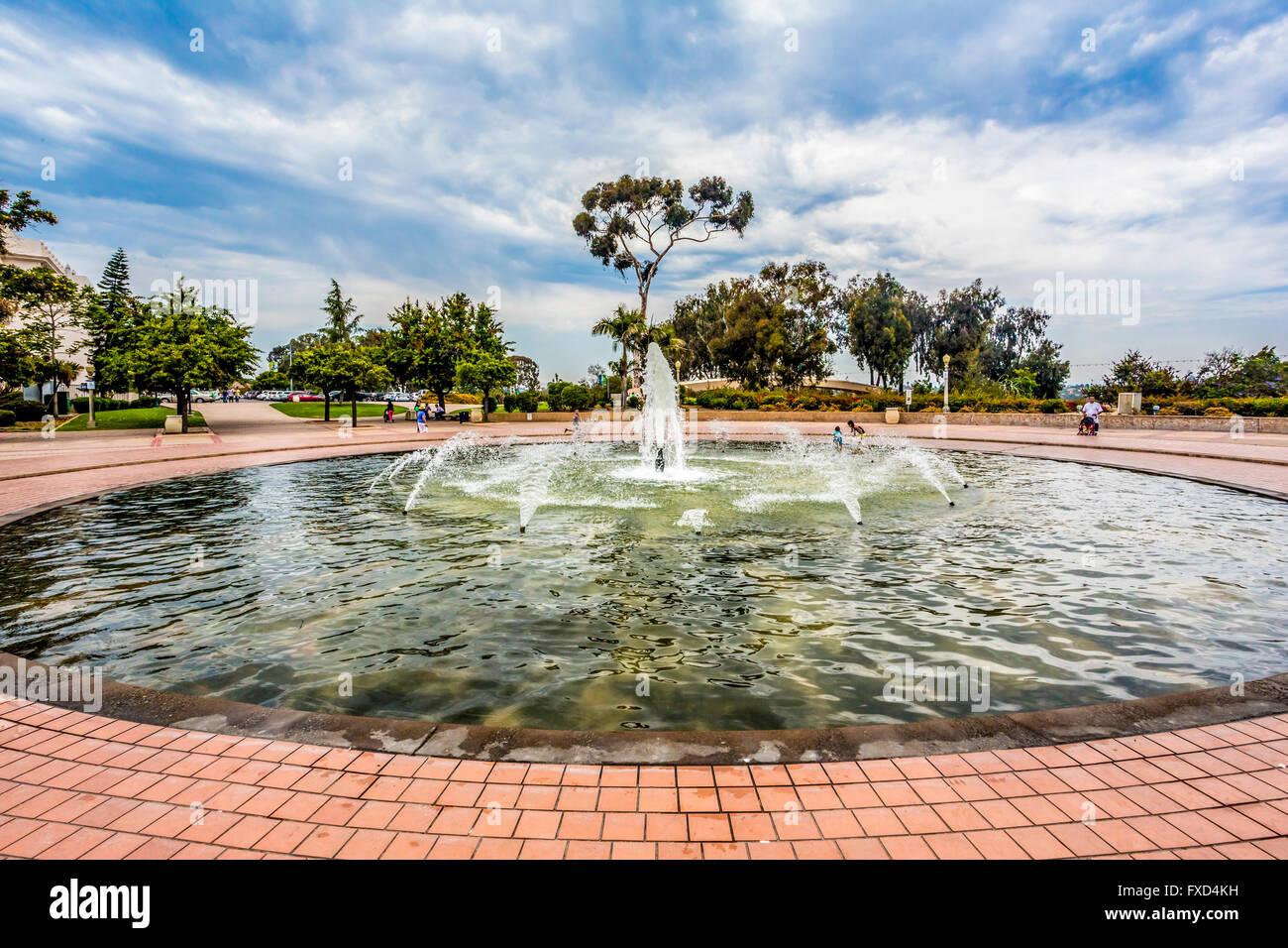Fontana di acqua sul Prado in Balboa Park, san diego Foto Stock