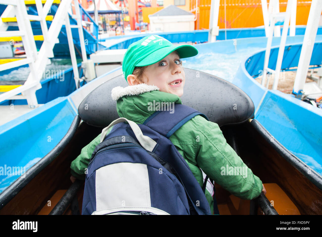 Il fiume selvaggio Log Flume Ride al Luna Park,Coney Island a Brooklyn, New York, Stati Uniti d'America. Foto Stock