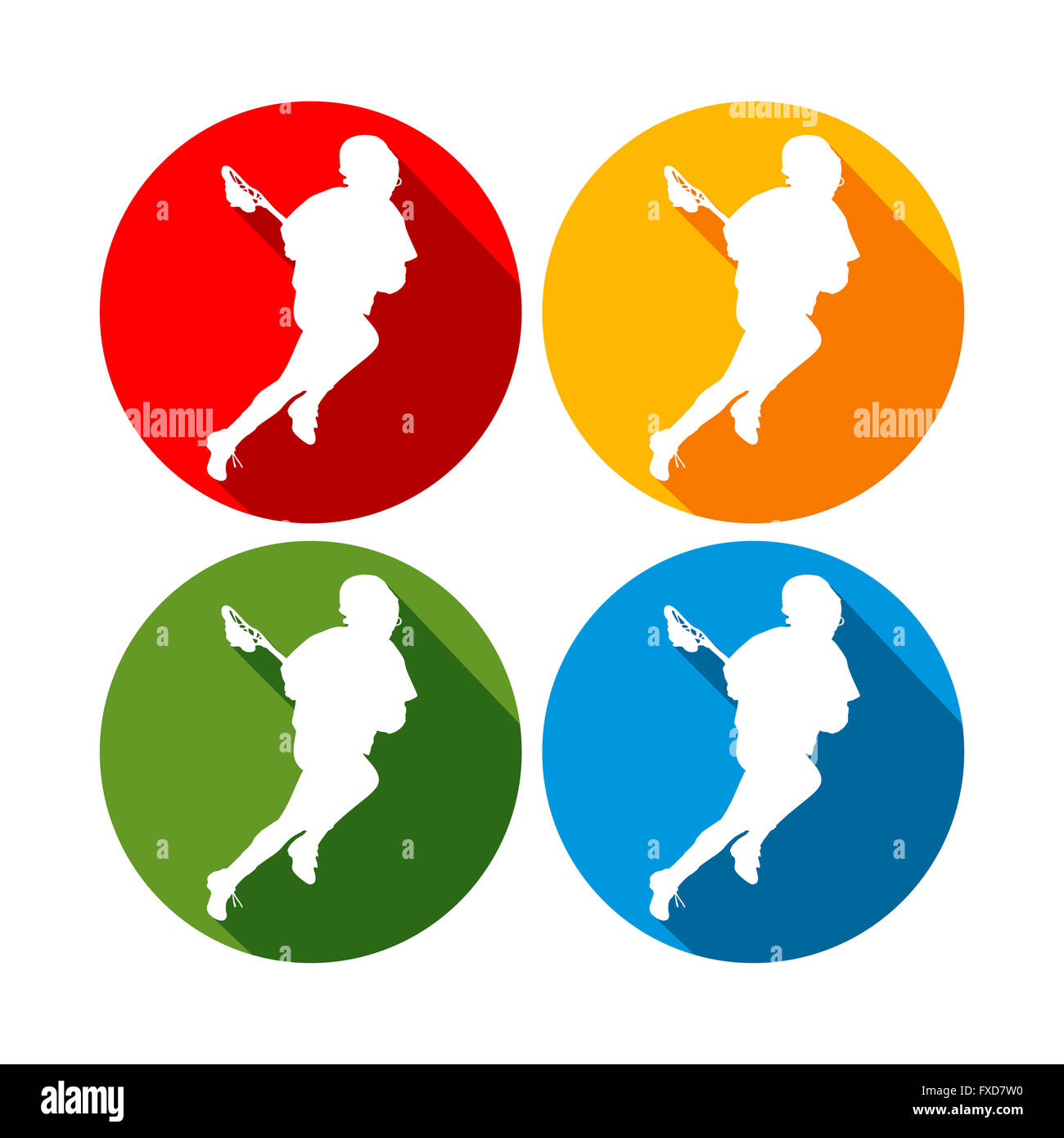 Lacrosse player icone colorate Foto Stock