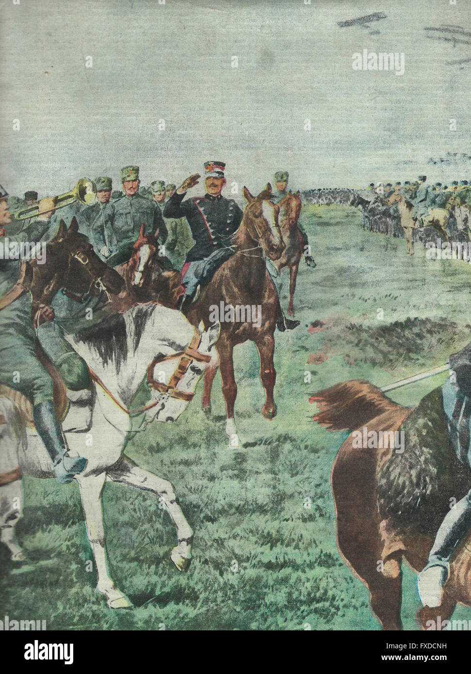 Re sta riesaminando imponenti le divisioni che hanno partecipato nelle manovre in Lombardia 1913 Foto Stock