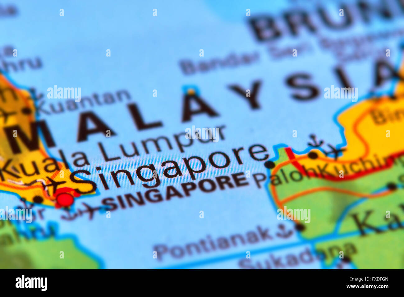 Singapore città-stato in Asia sulla mappa del mondo Foto Stock