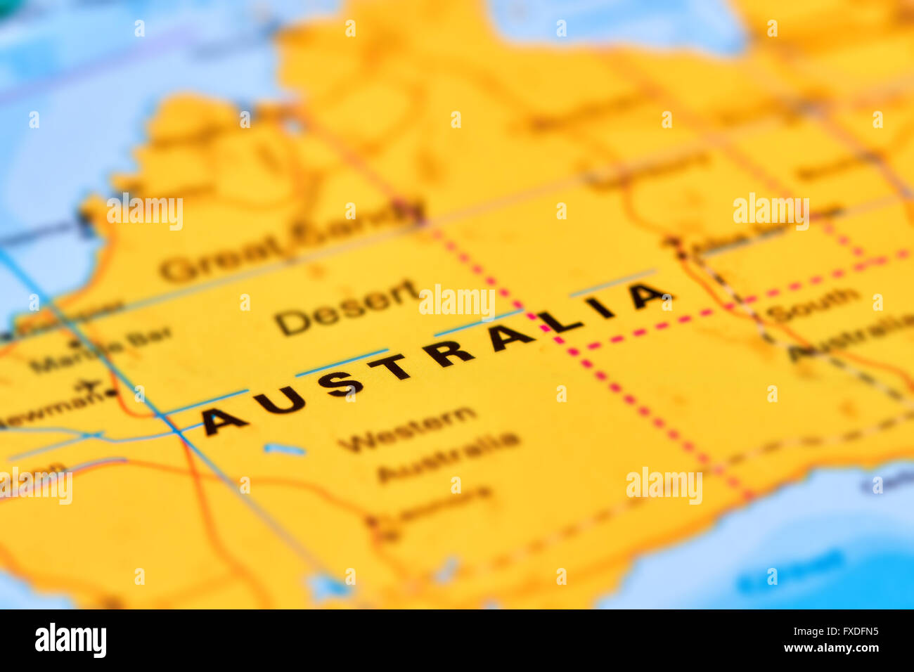 Australia Continente e Paese sulla mappa del mondo Foto Stock