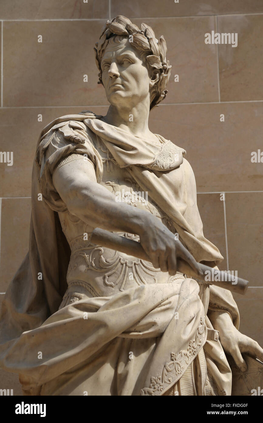 Giulio Cesare (100BC-44BC). Statista romano. Console e dictador. Scultura dell'artista francese Nicolas Coustou (1658-1733). Louvre Foto Stock