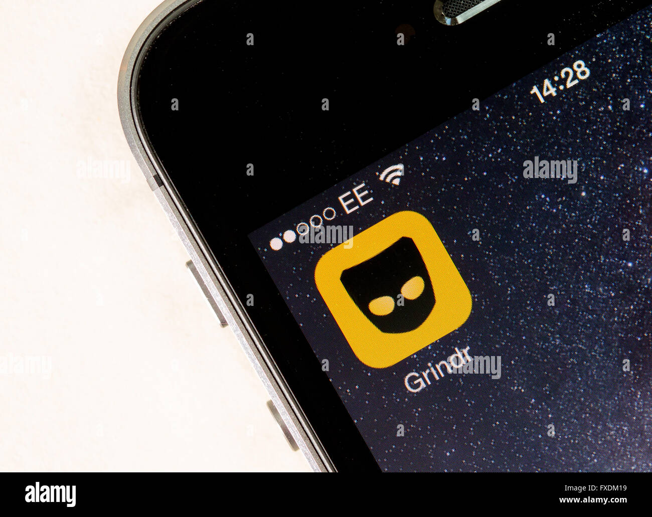 Grindr gay dating app su un telefono cellulare Foto Stock