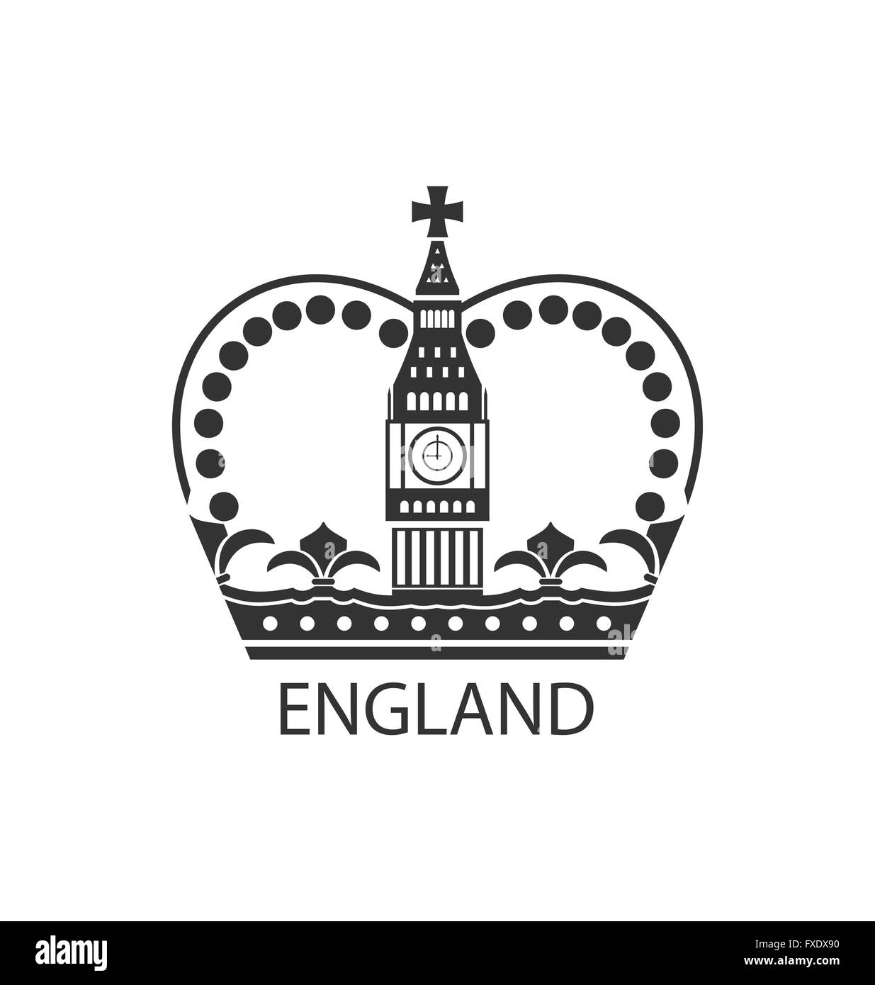 Concetto di British Crown isolati su sfondo bianco - Illustrazione Vettoriale