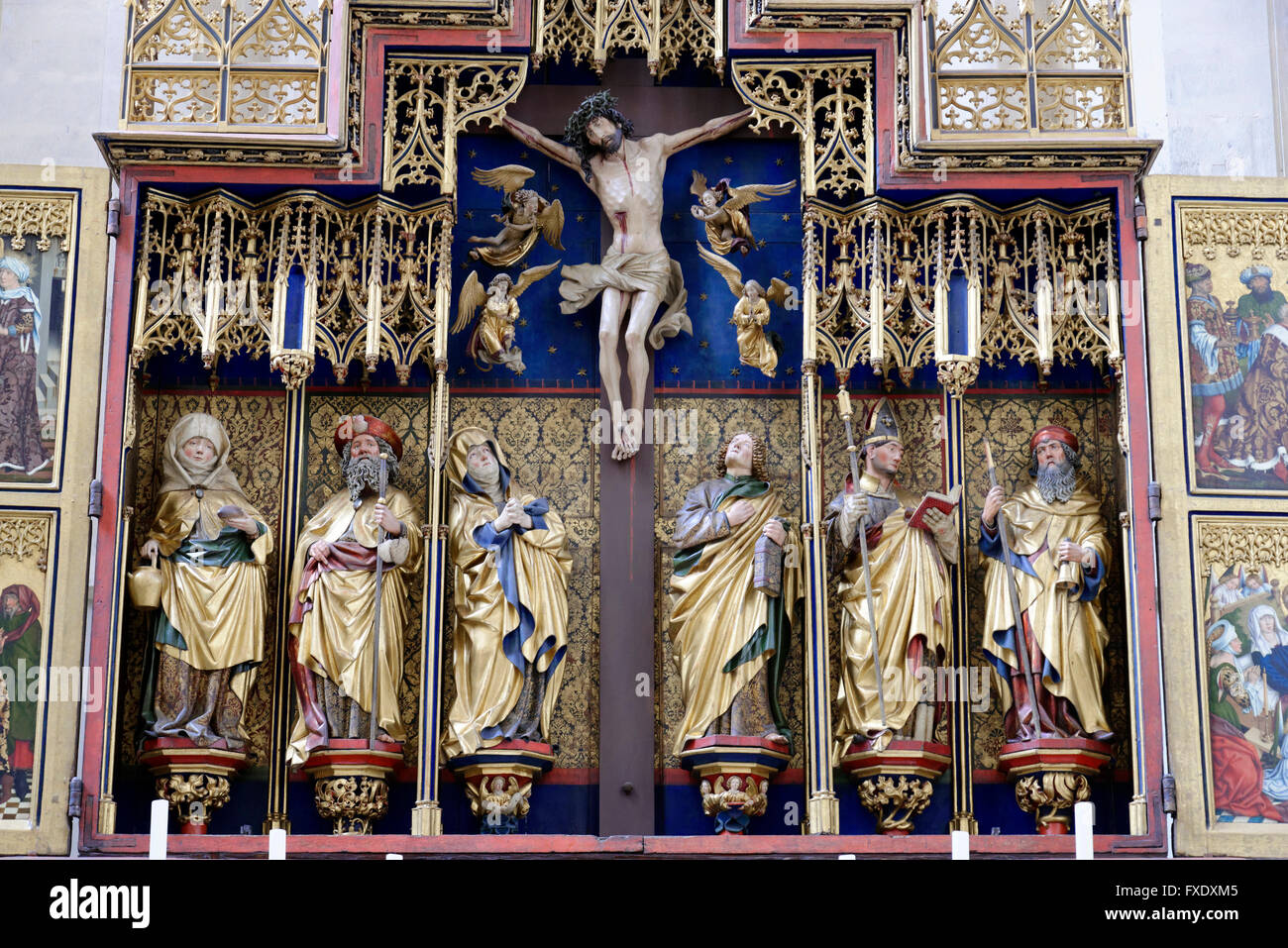 Dodici Apostoli altare di Friedrich Herlin, vista parziale, San Jacob&#39;s Chiesa, Rothenburg ob der Tauber, Media Franconia Foto Stock