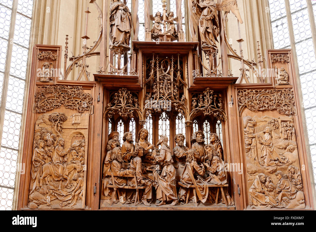 Sangue sacro altare da Tilman Riemenschneider, San Jacob&#39;s Chiesa, Rothenburg ob der Tauber, Media Franconia, Franconia Foto Stock