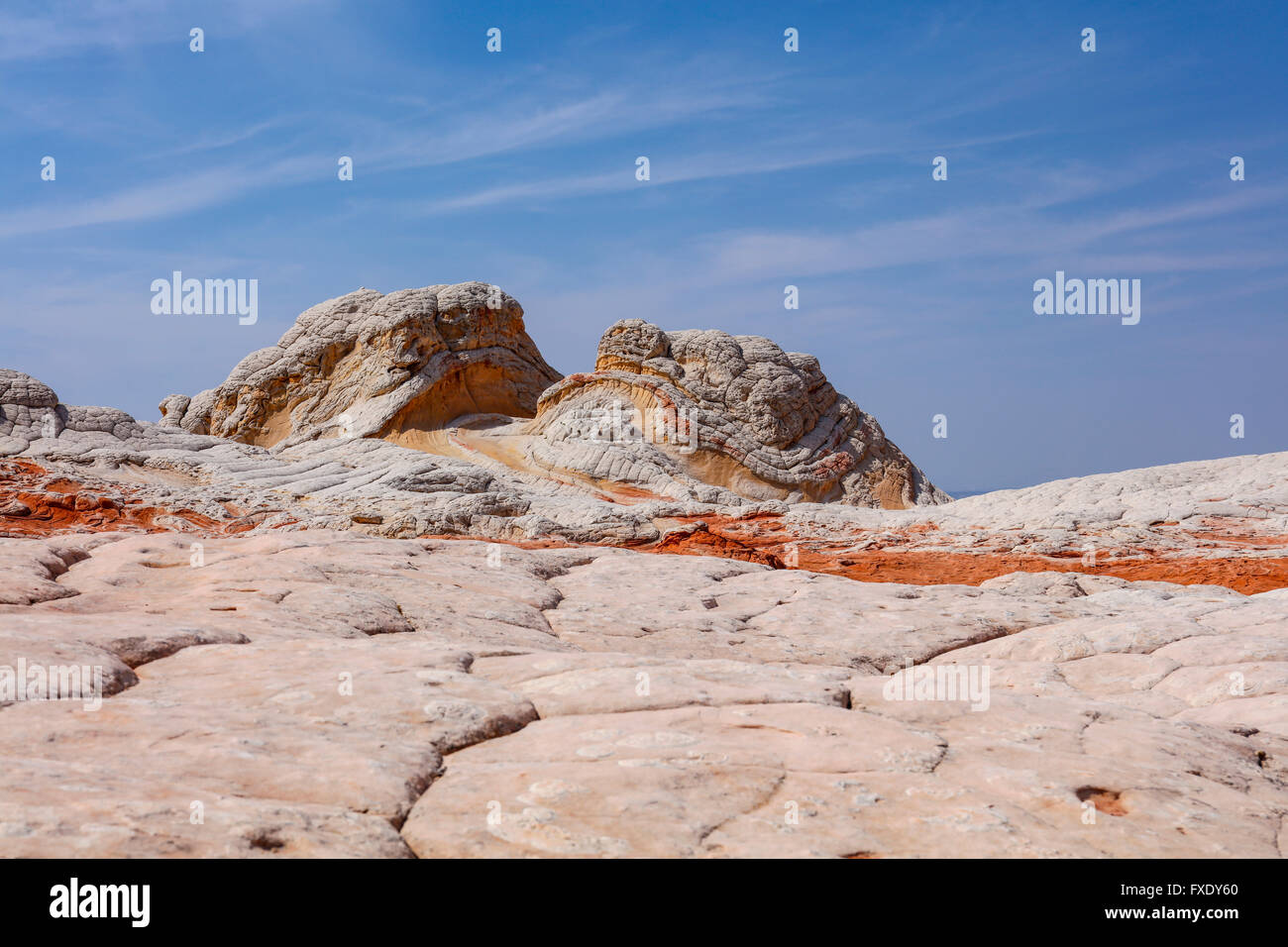 Tasche bianco, formazione di roccia, Vermiglio scogliere monumento nazionale, Arizona, Stati Uniti d'America Foto Stock