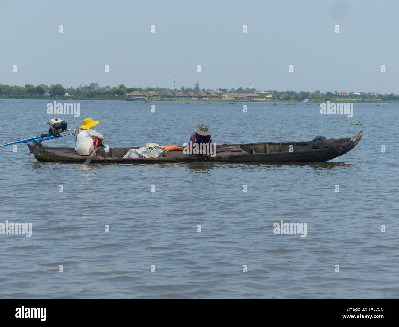 La pesca in fiume Mekong Delta Foto Stock