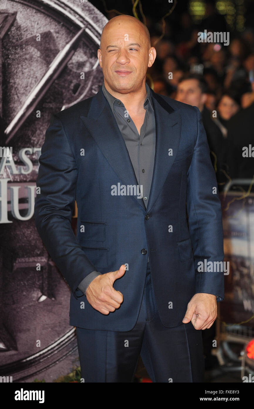 Vin Diesel assiste il Regno Unito prima dell'ultimo Witch Hunter presso Empire Leicester Square a Londra. Xix Ottobre 2015 © Paul Treadway Foto Stock