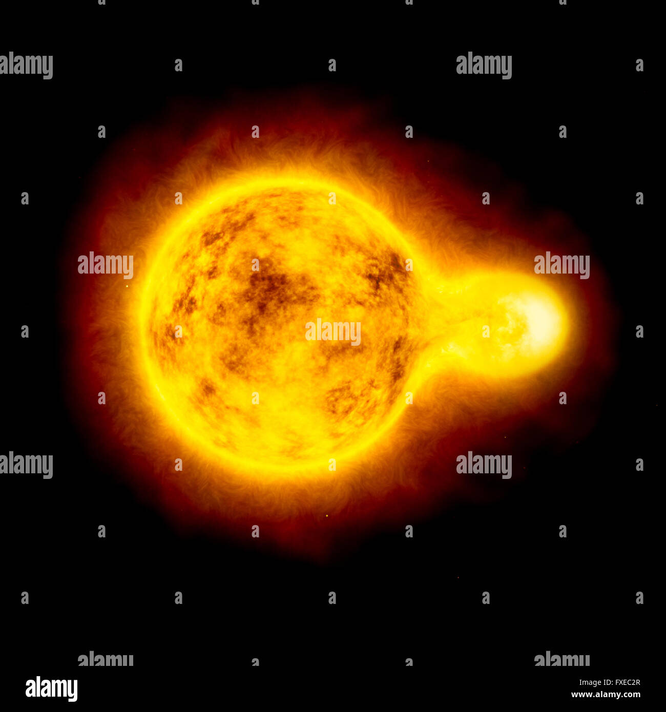 Vista di sun nello spazio esterno in un campo di stelle. Gli elementi di questa immagine fornita dalla NASA Foto Stock