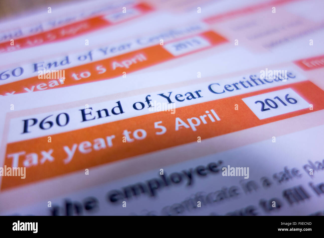 P60 di fine anno 2016 certificato Foto Stock