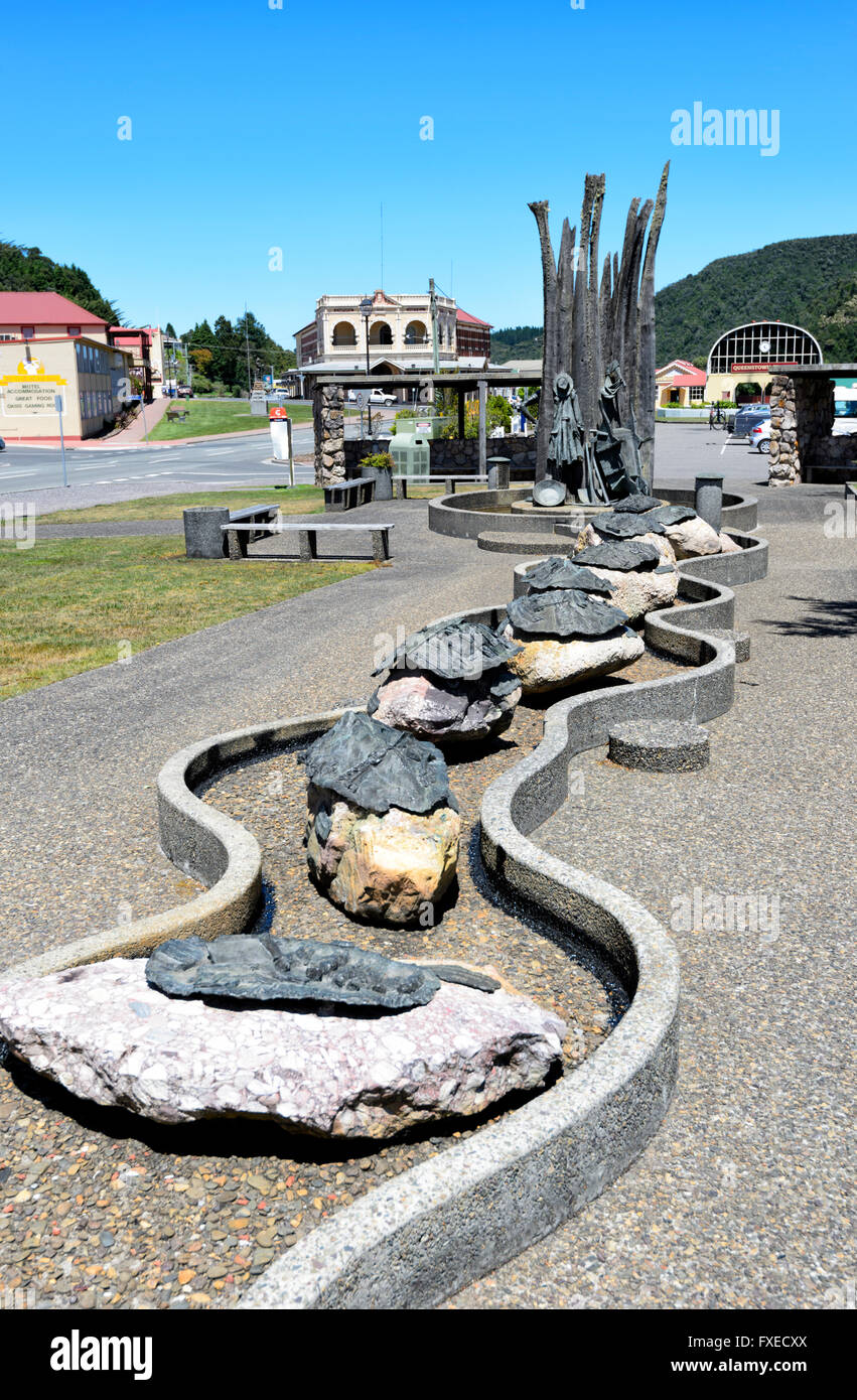 I minatori schierata, Monumento ai minatori, Queenstown, Tasmania, TAS, Australia Foto Stock