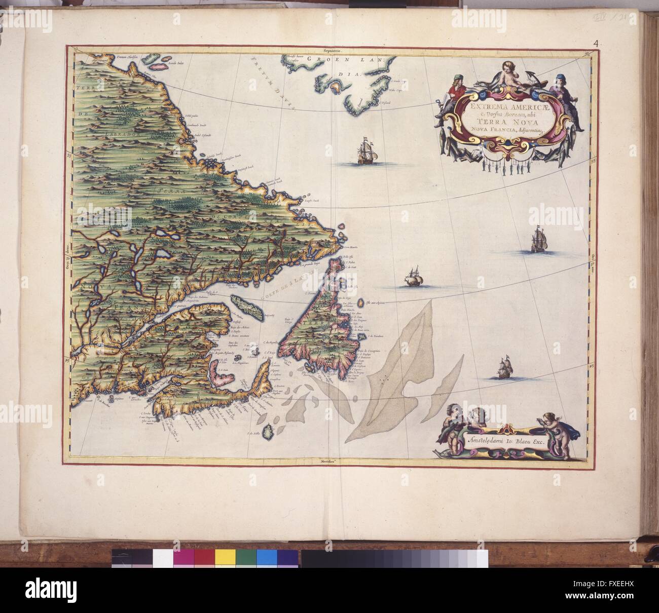 Landkarte von Neufundland und Neufrankreich Foto Stock