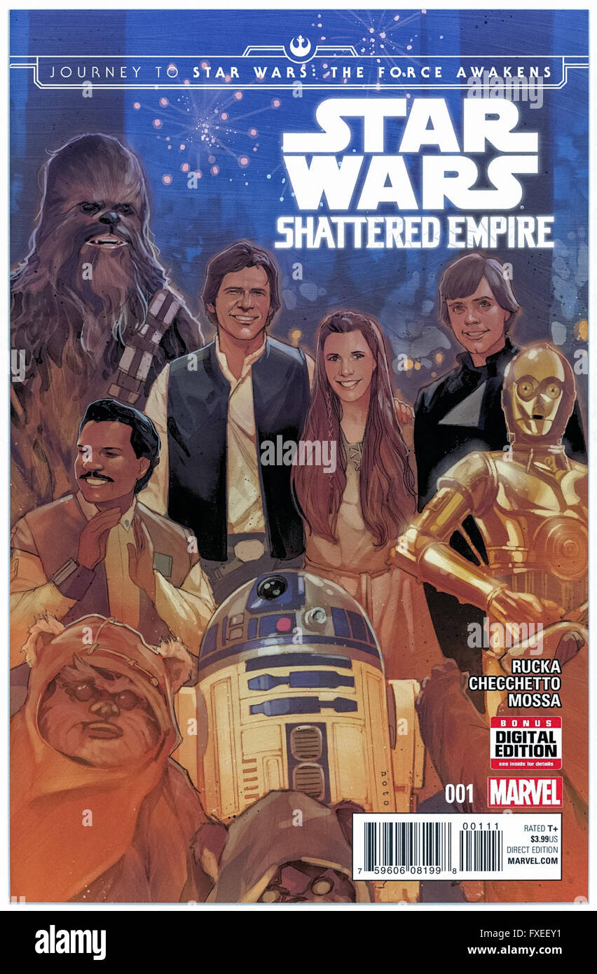 Star Wars: Shattered Empire " Problema 1, 9 settembre 2015 pubblicato da Marvel Comics; front cover artwork da Marco Chechetto. Foto Stock