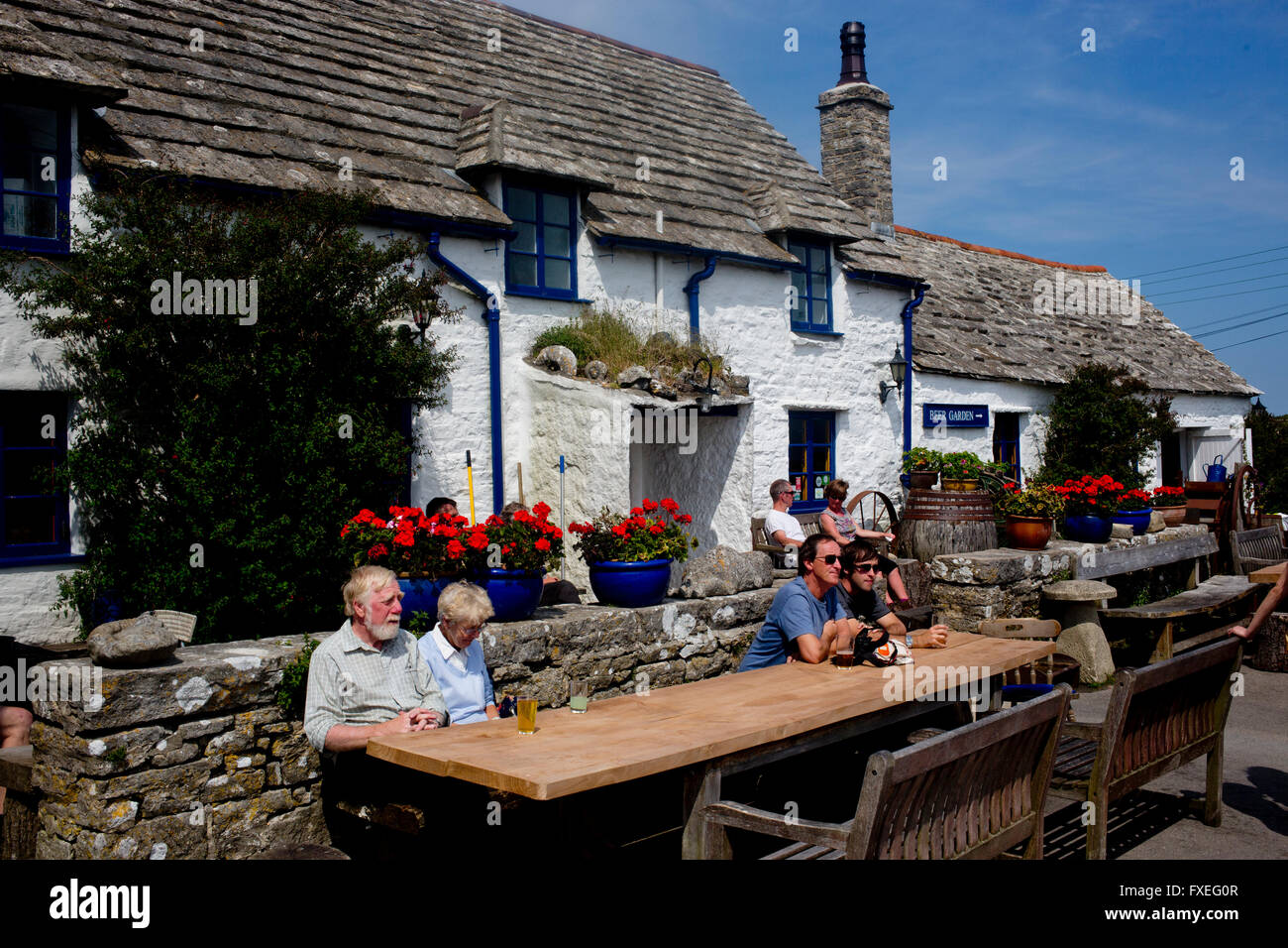 Squadra e compasso pub su Worth Matravers, Isle of Purbeck, Dorset, Regno Unito Foto Stock