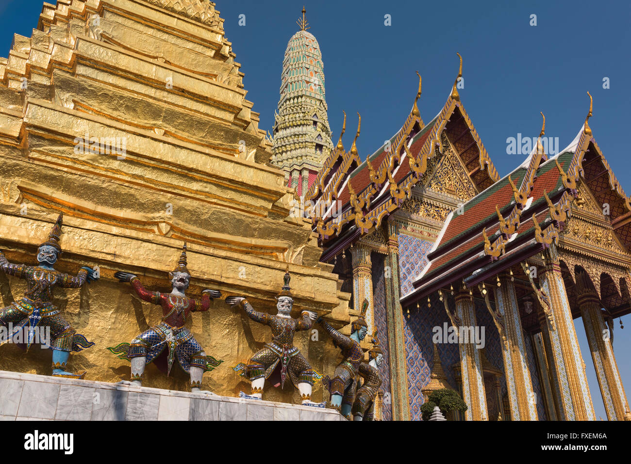Il Wat Phra Kaew Grand Palace a Bangkok in Tailandia Foto Stock