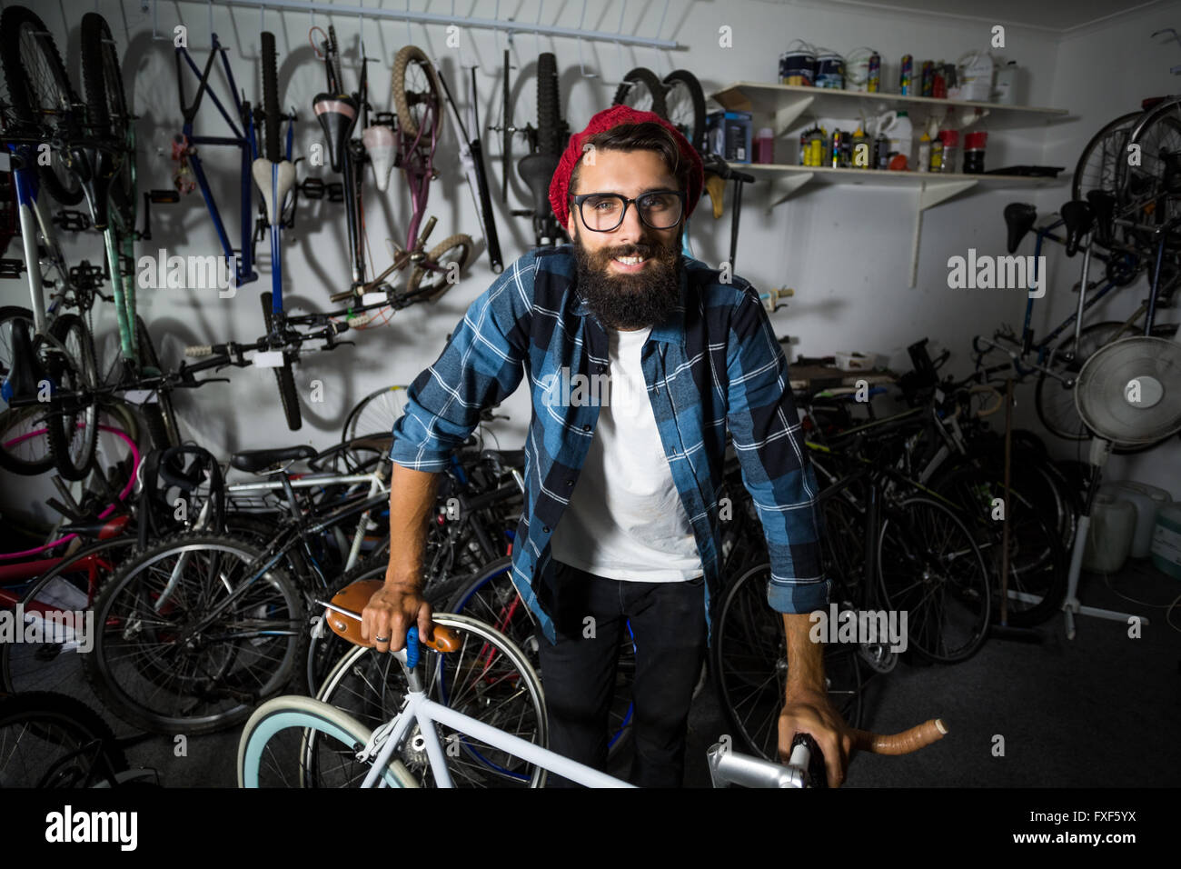 Bike controllo meccanico a noleggio Foto Stock