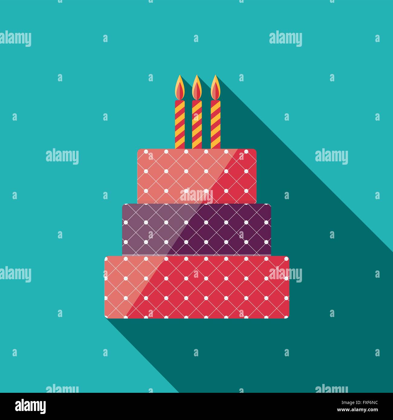 Torta di compleanno icona piatta per il tuo design, illustrazione vettoriale Illustrazione Vettoriale