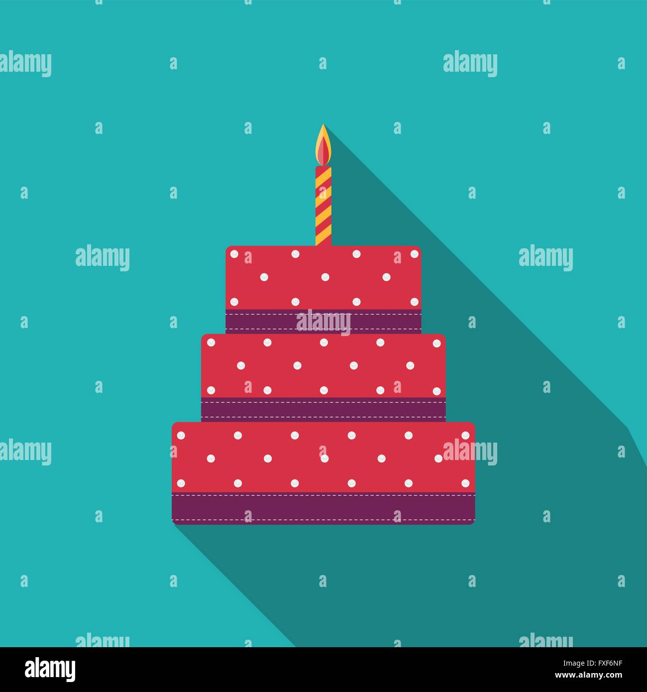 Torta di compleanno icona piatta per il tuo design, illustrazione vettoriale Illustrazione Vettoriale