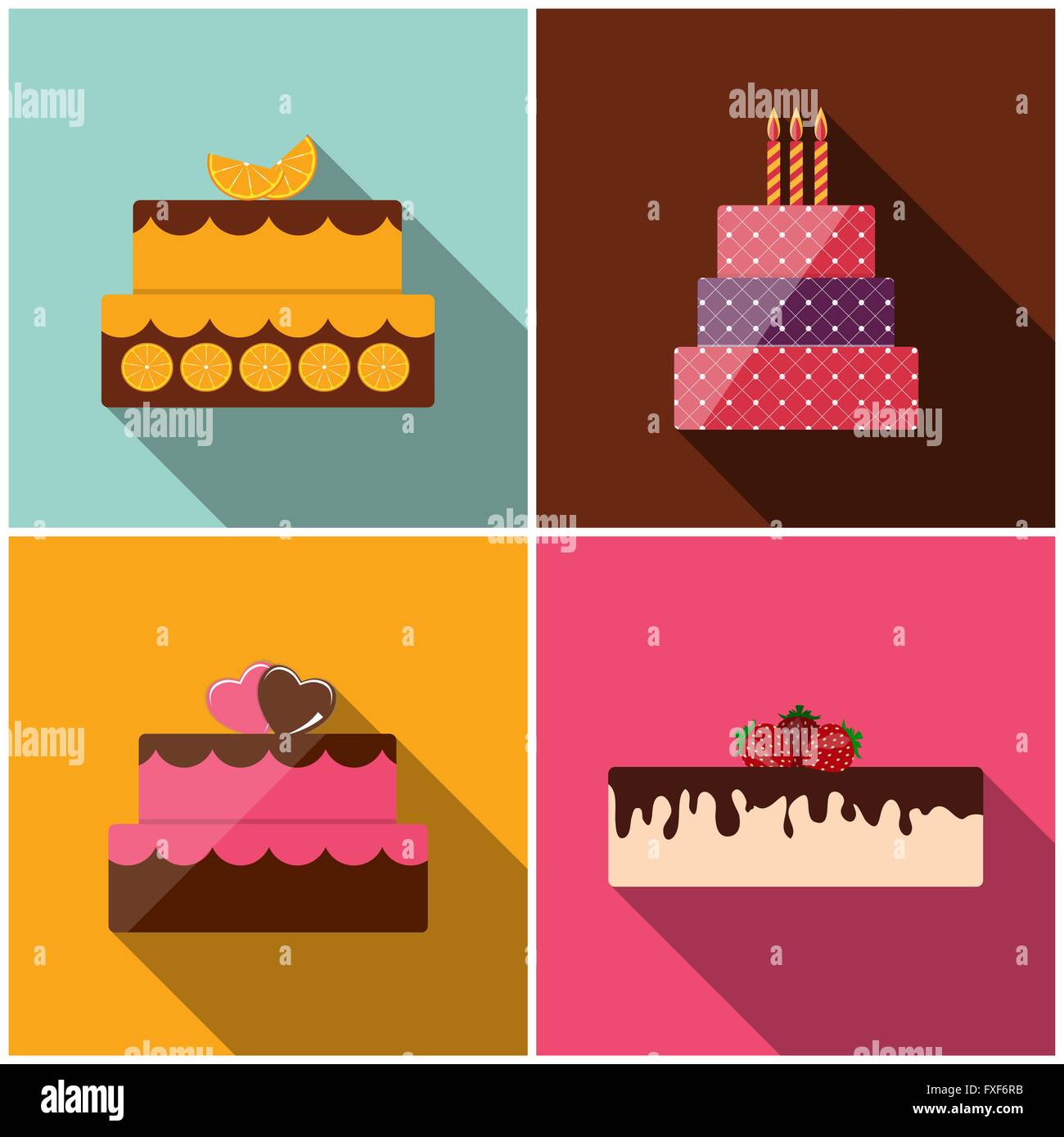 Torta di compleanno icona piatta per il tuo design, illustrazione vettoriale Illustrazione Vettoriale