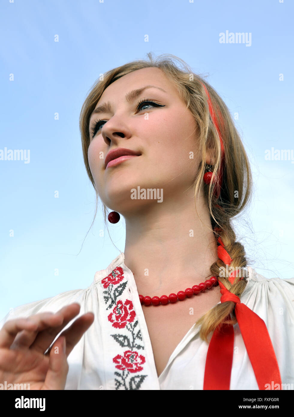 Close-up ritratto di giovane donna ucraina Foto Stock