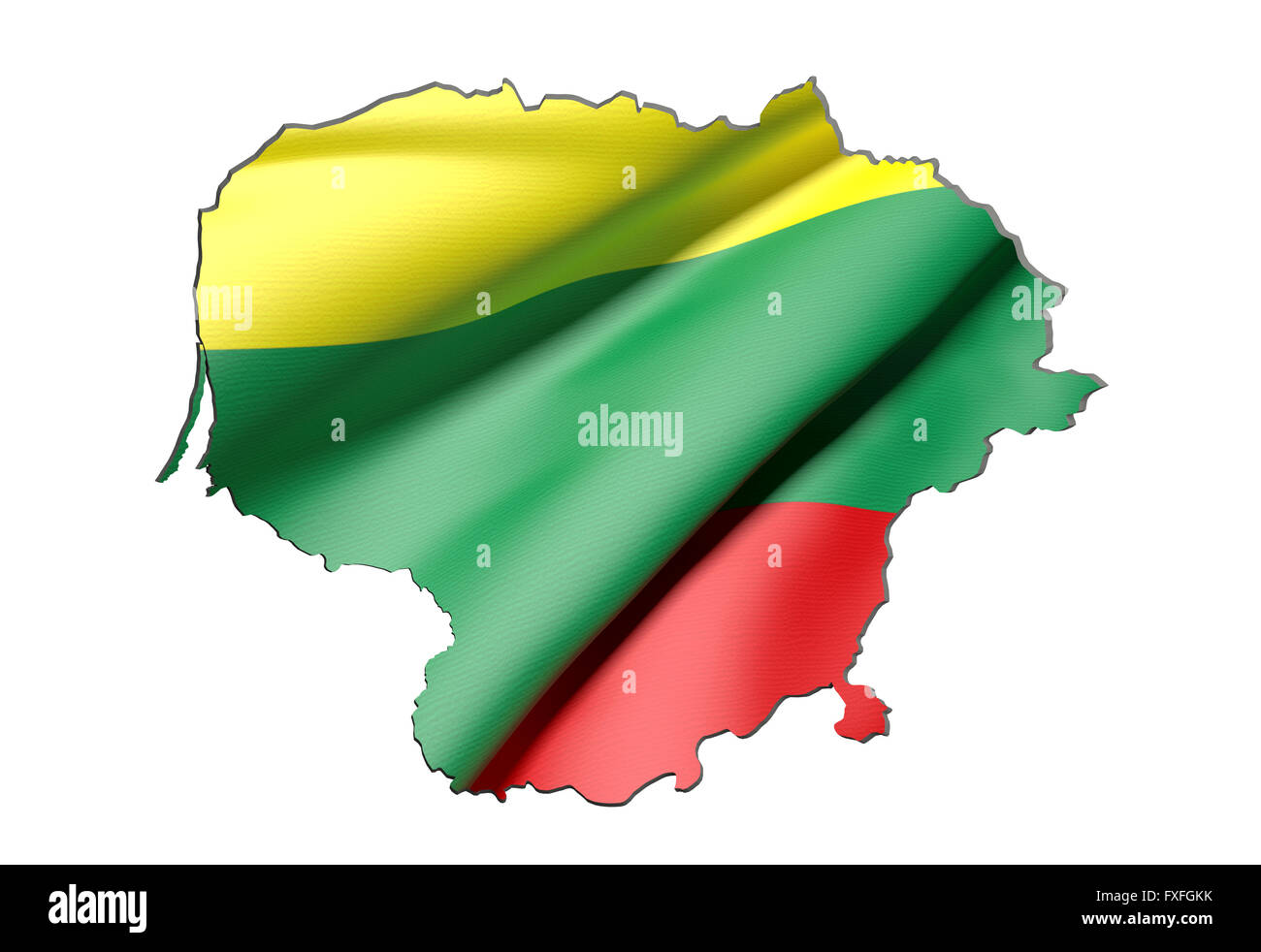 3D rendering di Lituania mappa e bandiera su sfondo bianco. Foto Stock