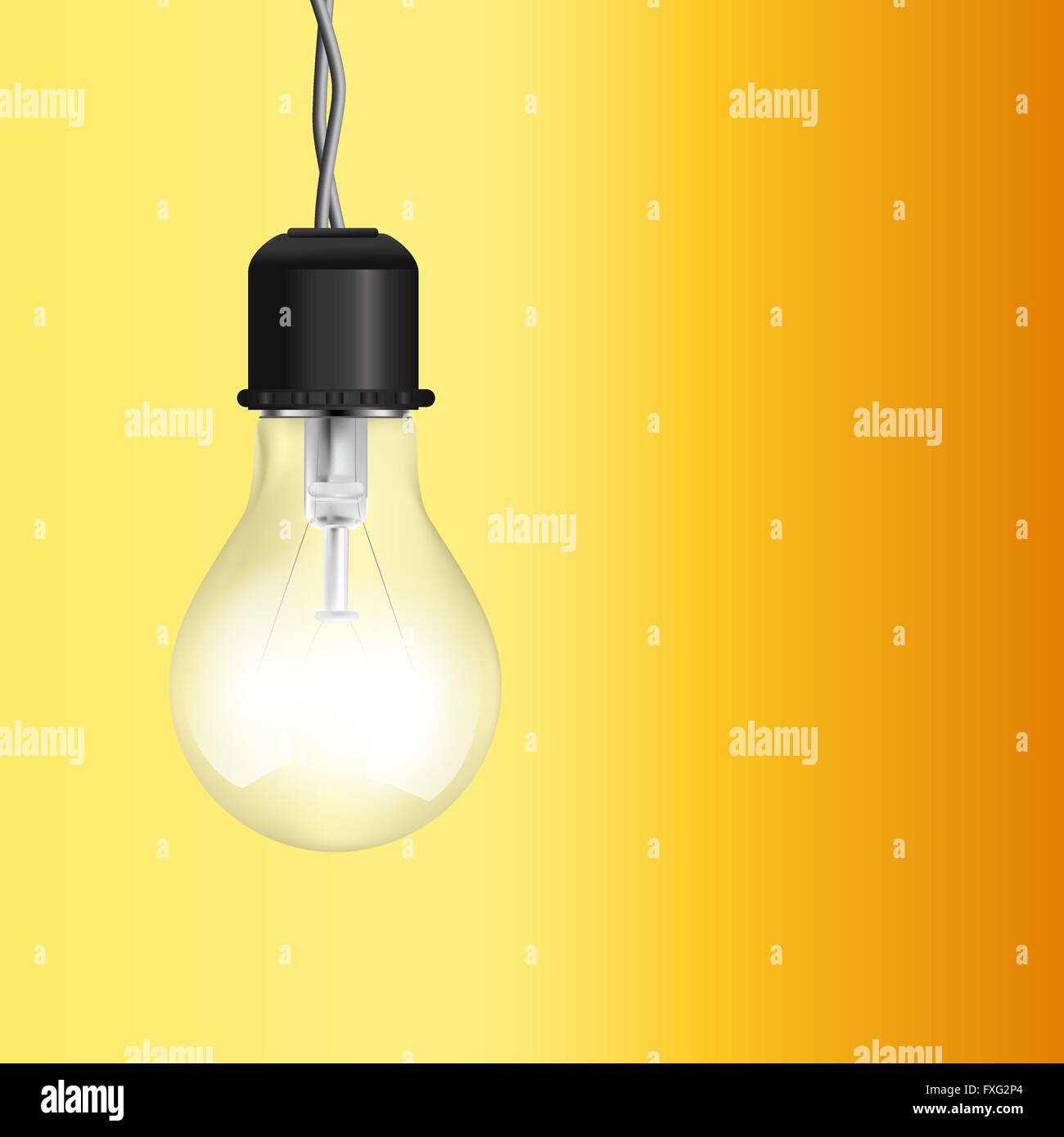 Lampadina della luce di illuminazione su sfondo giallo Illustrazione Vettoriale