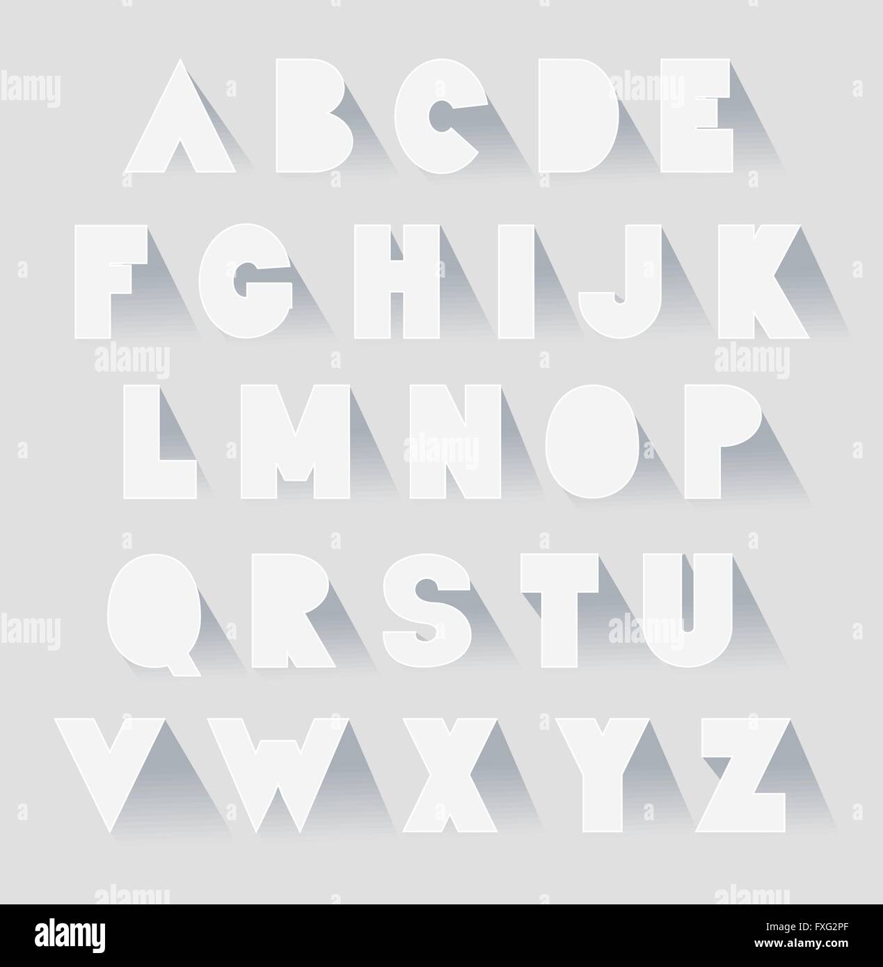 Set alfabeto con ombre. vettore extra bold fat lettere maiuscole come carta Illustrazione Vettoriale