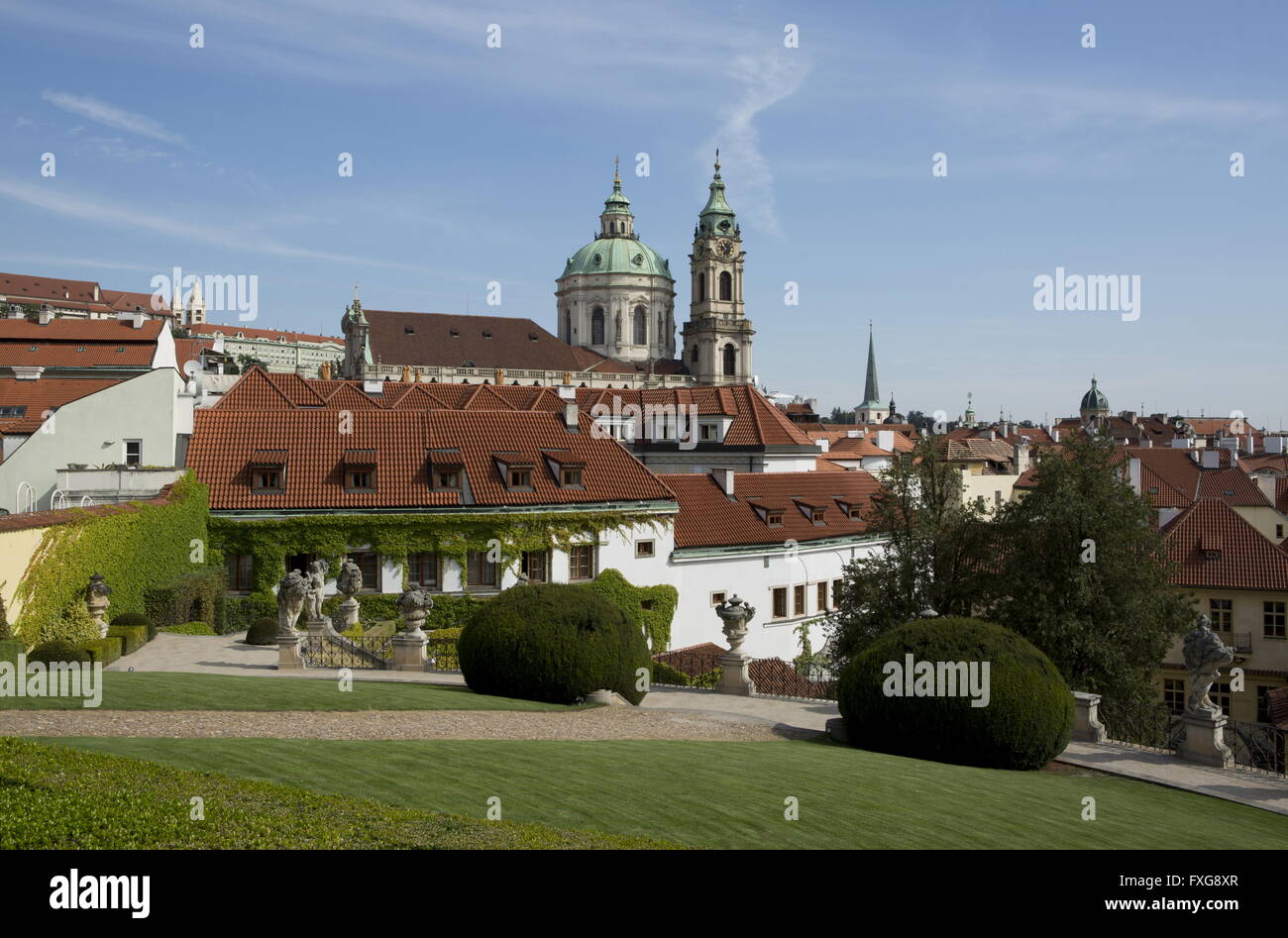 Vrtba Garden, giardini barocchi, giardini barocchi, Sito Patrimonio Mondiale dell'UNESCO, dietro la chiesa di San Nicolaus, Lesser Town, Praga Foto Stock