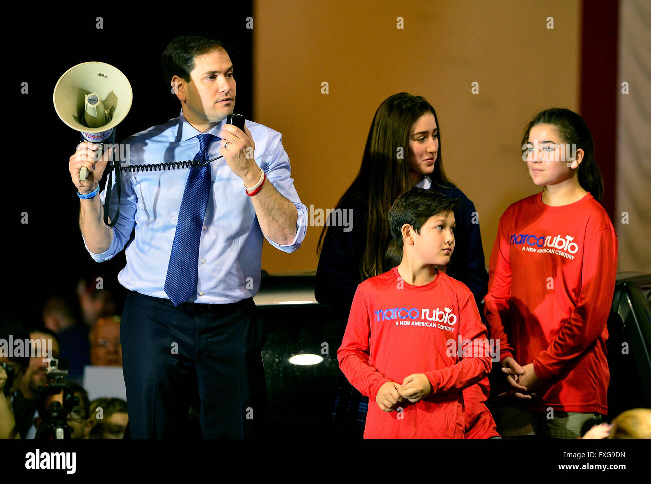 Candidato presidenziale repubblicano Marco Rubio parla durante una campagna al Rally Città di West Miami Centro ricreativo. Il senatore degli Stati Uniti per la Florida e altri candidati Repubblicani continuare alla campagna che conduce fino al marzo xv Florida Featuri primario Foto Stock