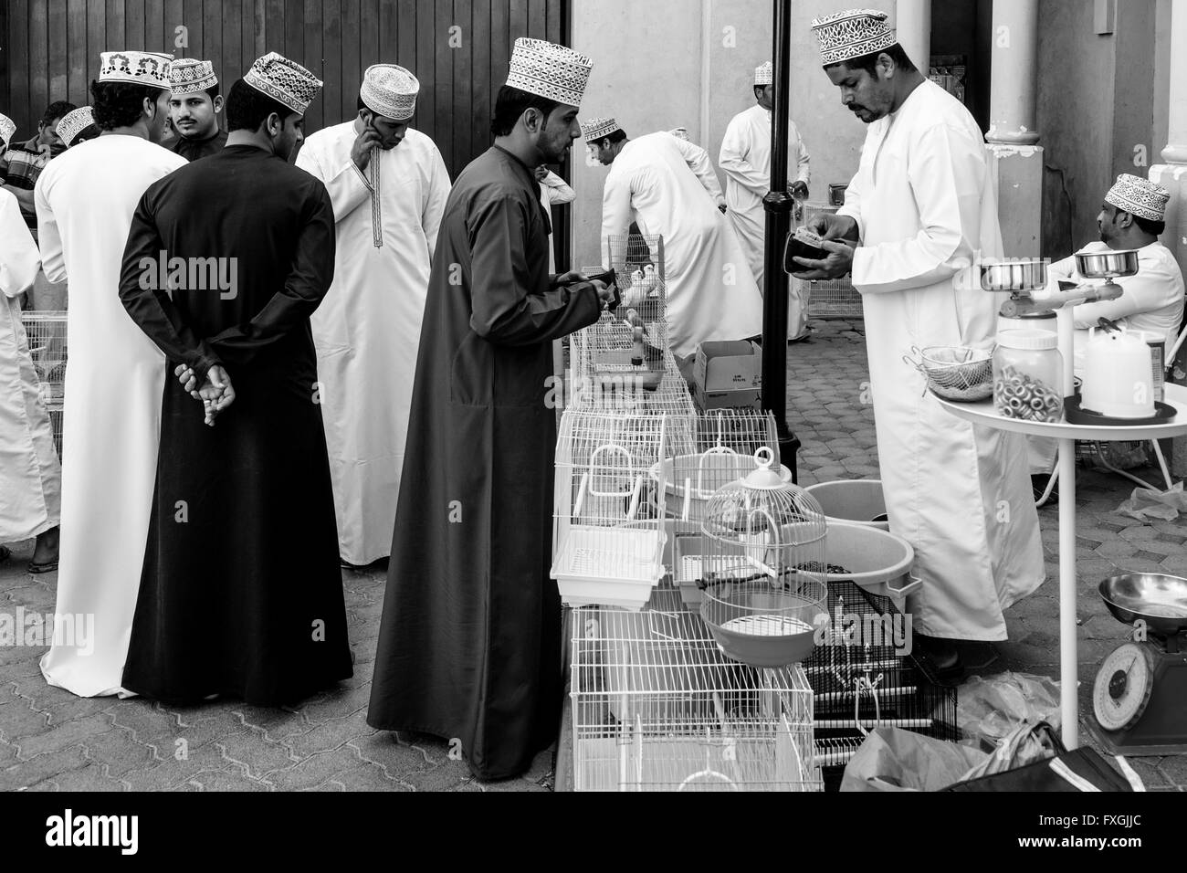 Il venerdì il Mercato degli Uccelli, Nizwa, Ad Dakhiliyah Regione, Oman Foto Stock