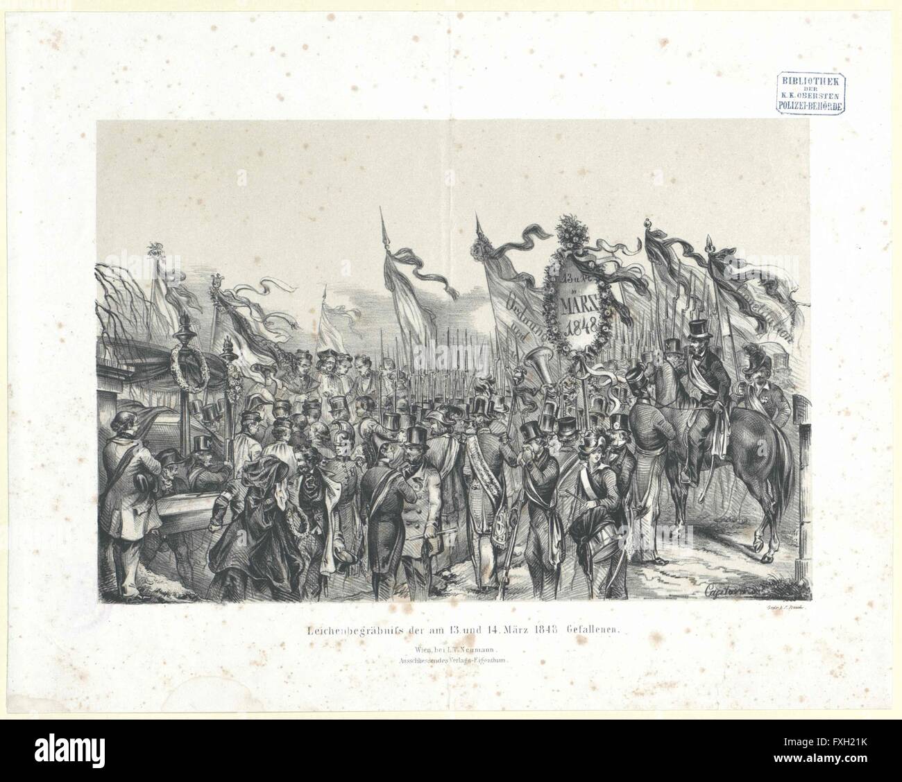 Leichenbegräbniss der am 13. und 14. März 1848 Gefallenen Foto Stock