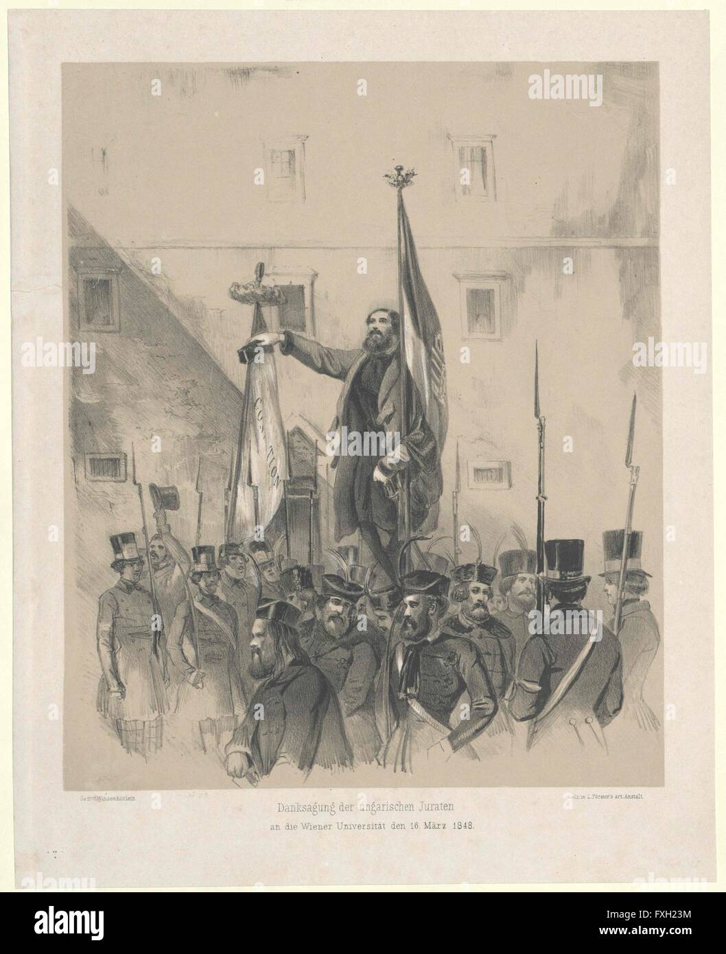 Danksagung der ungarischen Juraten an die Wiener Universität den 16. März 1848 Foto Stock