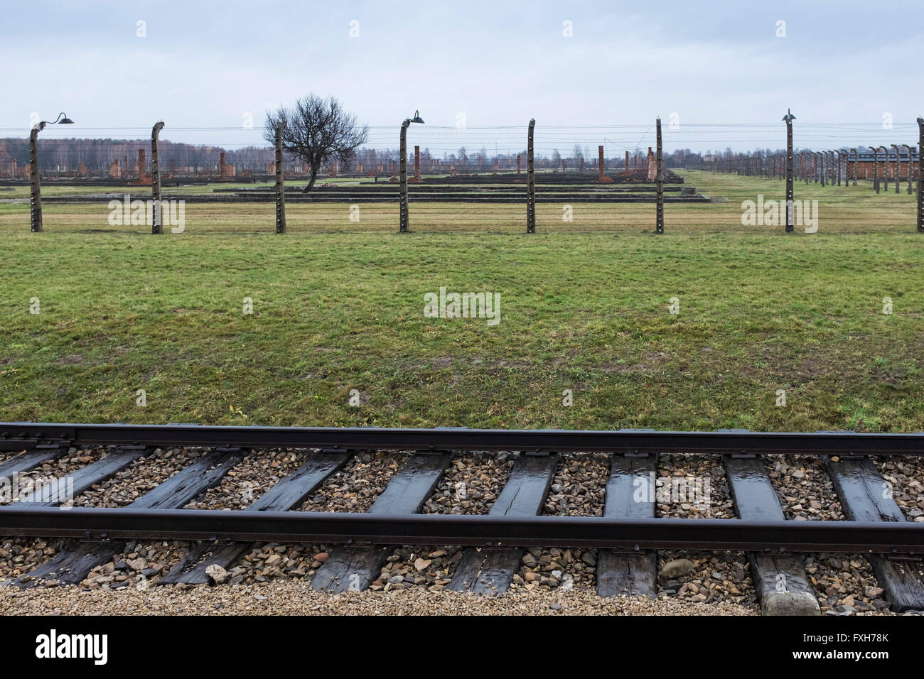 Auschwitz II campo di concentramento di Birkenau (Brzezinka), vicino a Cracovia in Polonia. Foto Stock