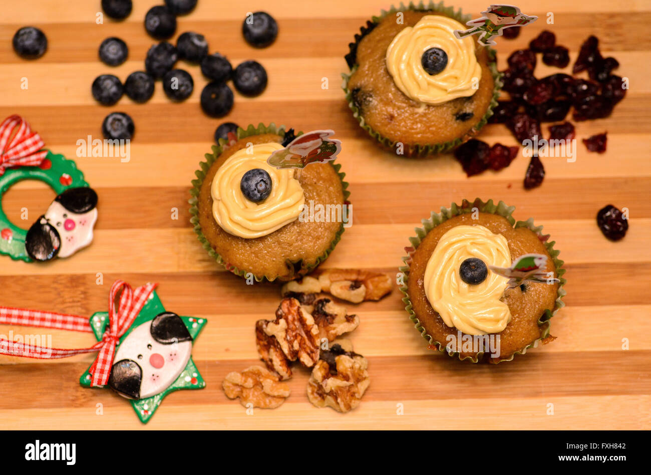 Natale vegano Cupcake decorati Foto Stock