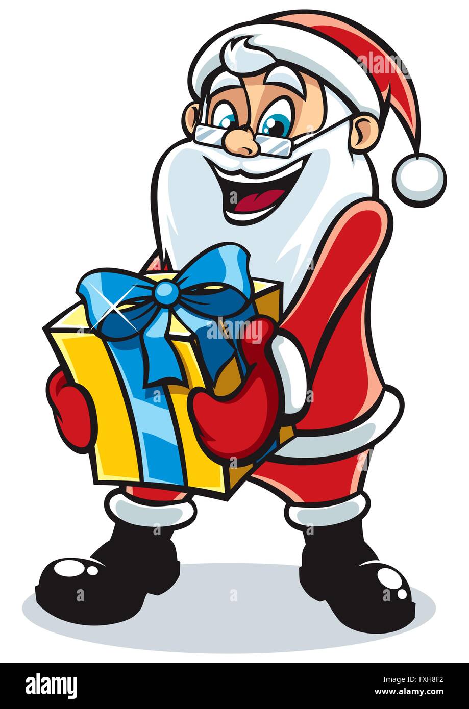 Felice Santa Claus portando regali. Illustrazione Vettoriale
