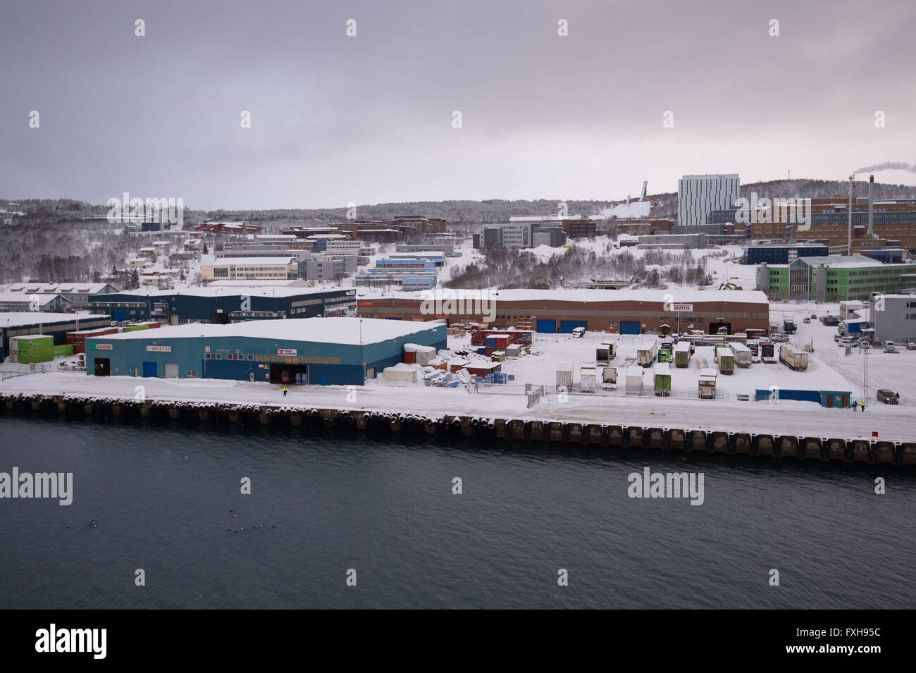 Tromso DOCK navi da crociera Port Harbour in Norvegia. Foto Stock