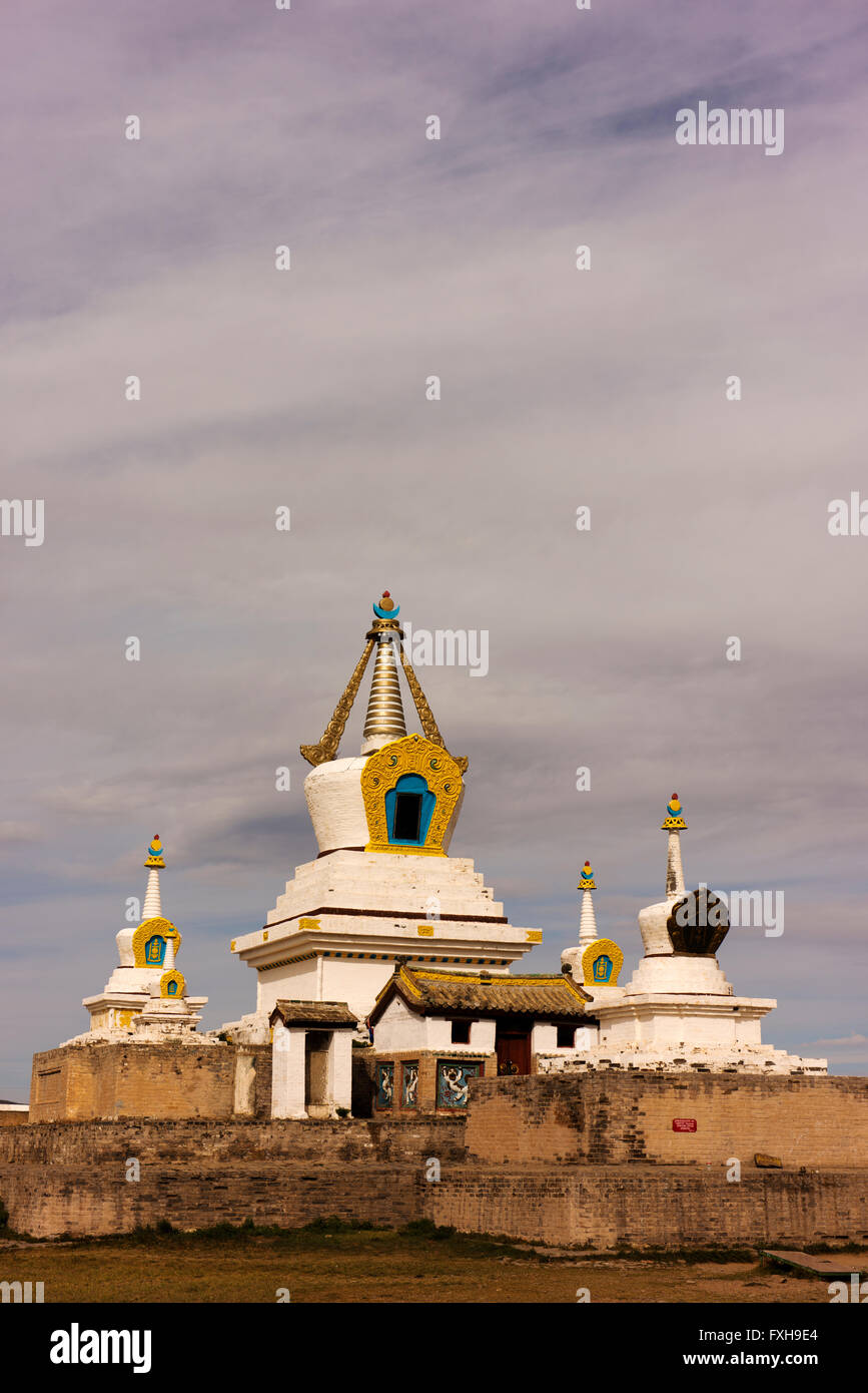 Edifici al Erdene Zuu monastero, parte dell'UNESCO paesaggio culturale della valle dell'Orkhon Sito Patrimonio Mondiale. Foto Stock