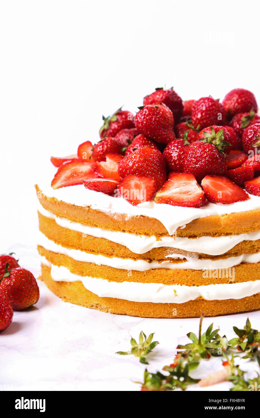 Torta di fragole Foto Stock