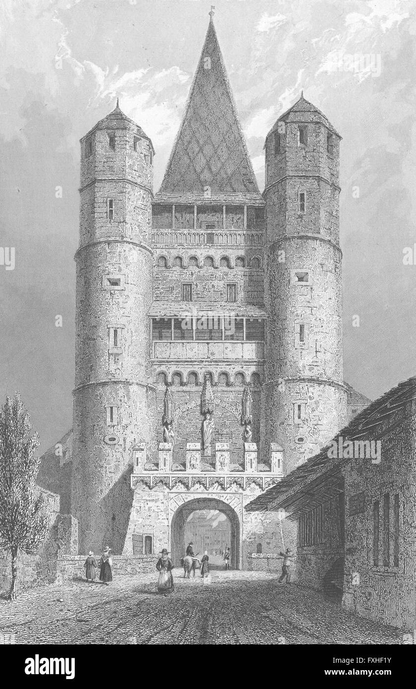 Svizzera: St Pauls gate, Basilea: Svizzeri: Tombleson, antica stampa 1830 Foto Stock