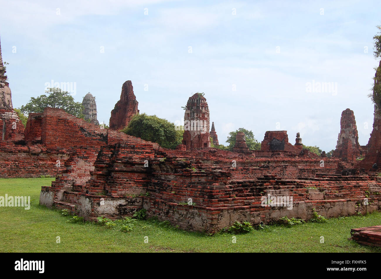 Tempio di antiche rovine di Ayutthaya, appena a nord di Bangkok in Thailandia Foto Stock