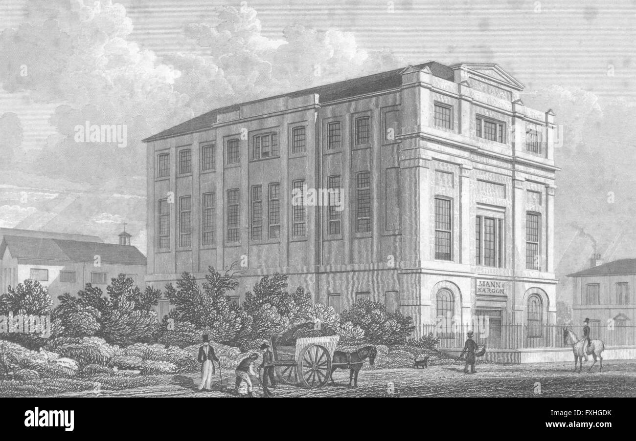 Londra: edifici, Highfield, Camden Road, antica stampa 1829 Foto Stock