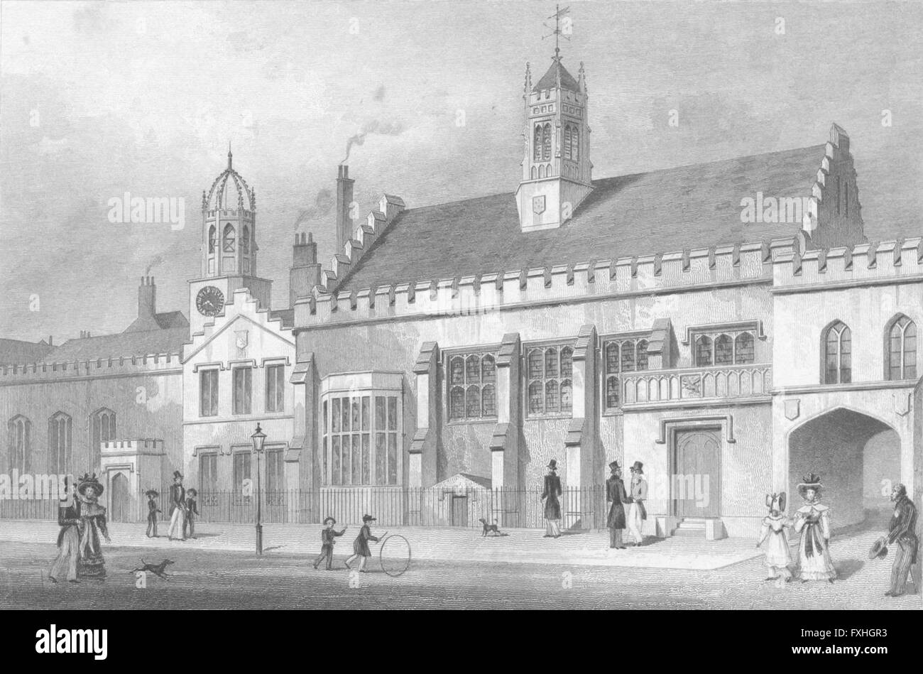 Londra: Gray's Inn Hall, la cappella e biblioteca antica stampa 1829 Foto Stock