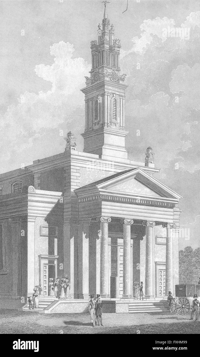 Londra: St James, Bermondsey, antica stampa 1829 Foto Stock