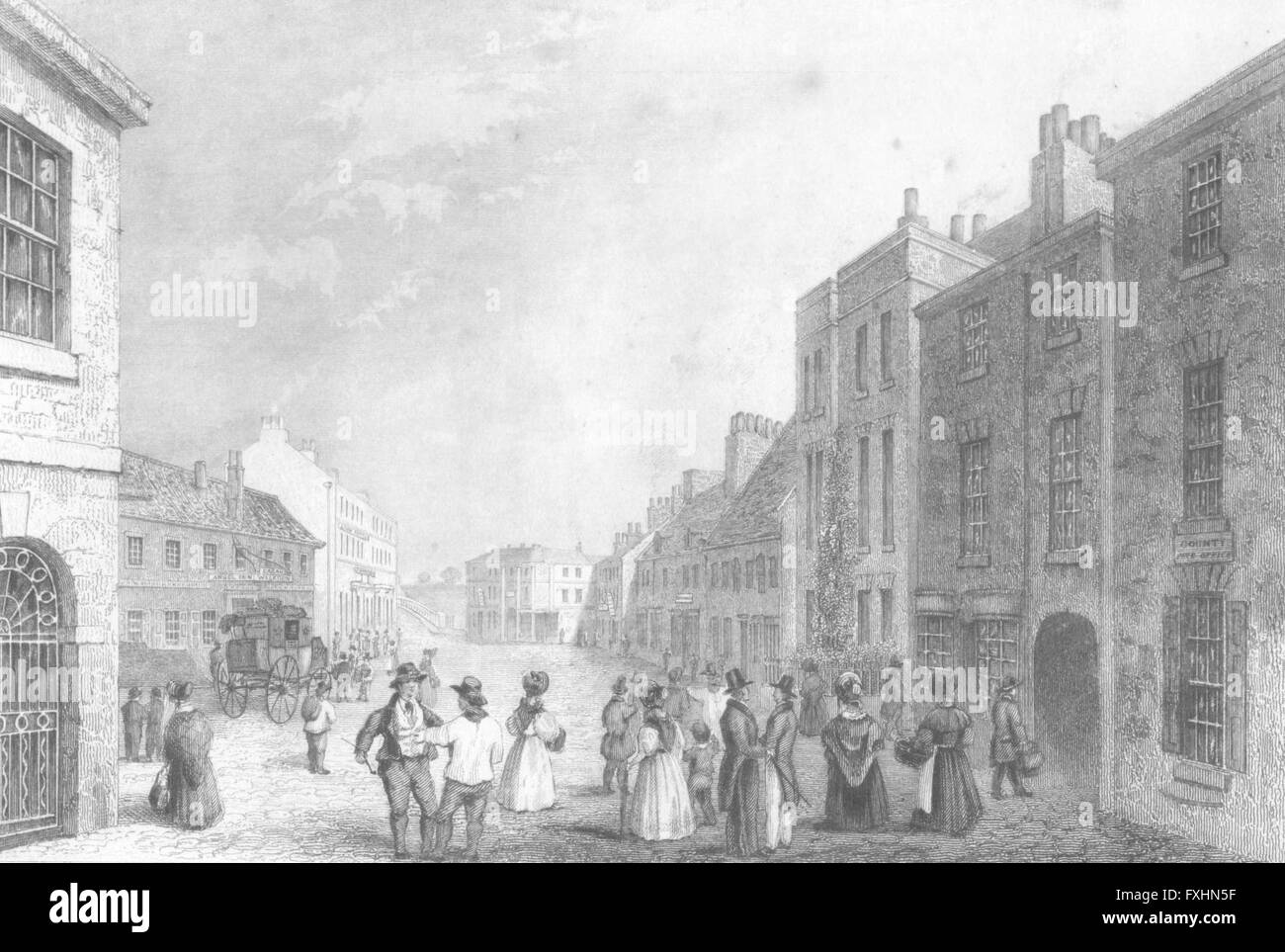 LINCS: Brigg: Saunders St, antica stampa 1836 Foto Stock